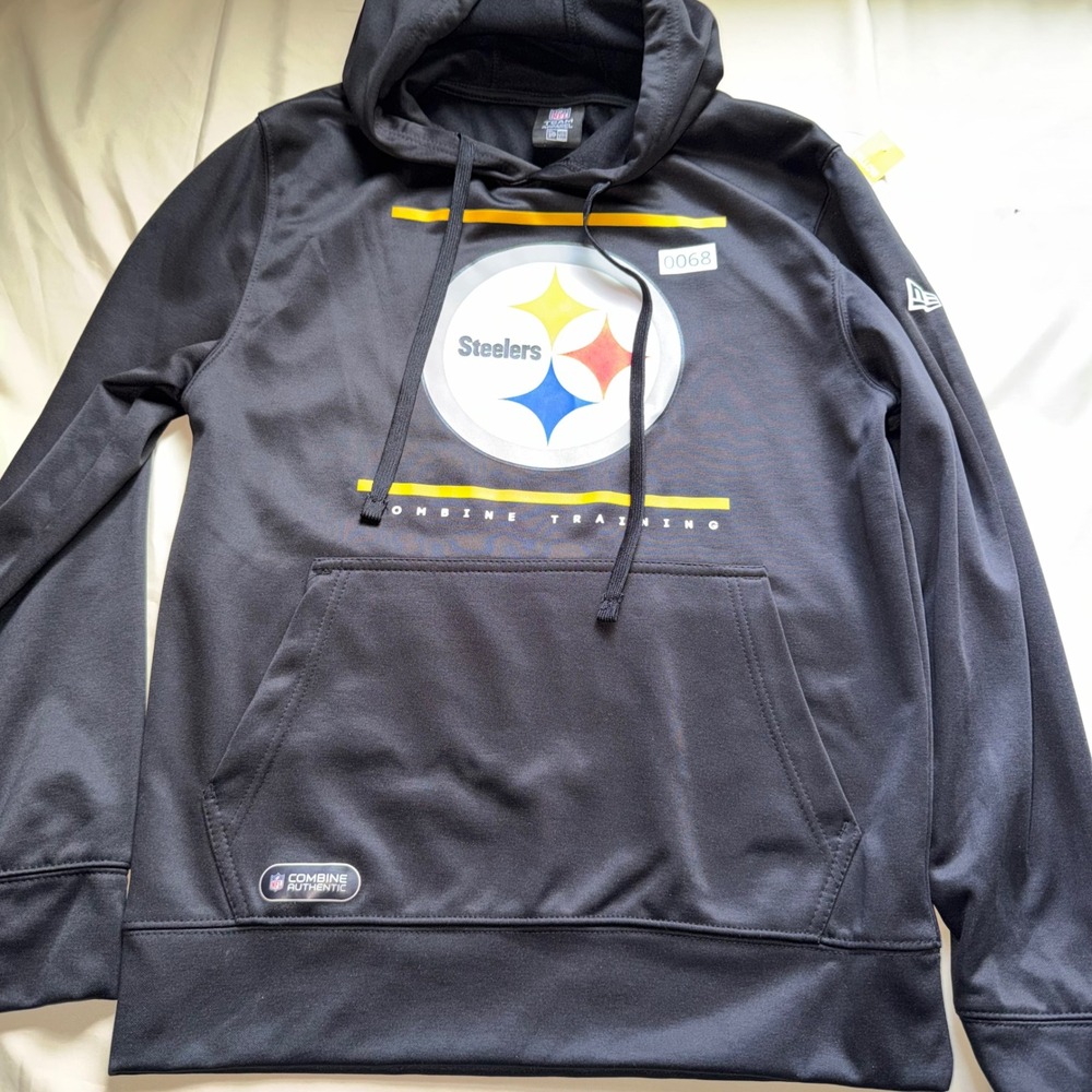 New Era NFL Pittsburgh Steelers Training Hoodie Mens Small Black Pullover